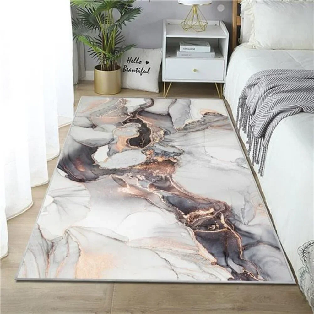 Modern Abstract Marble Area Rug 3x5 Washable Non Slip Rug for Bedroom Office